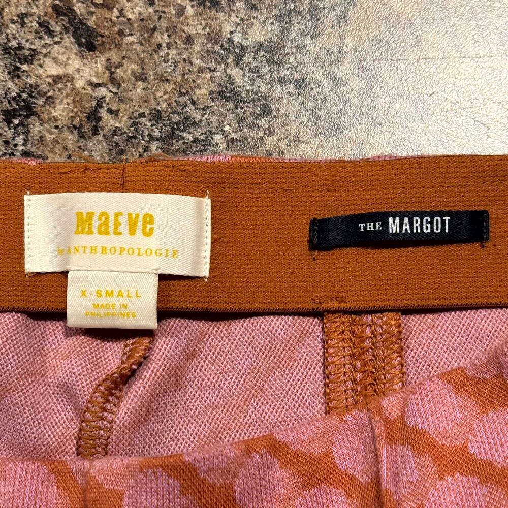 Maeve Anthropologie High Rise Pull On Crop Kick Flare Pants Pink Orange XS Mod - Picture 3 of 4